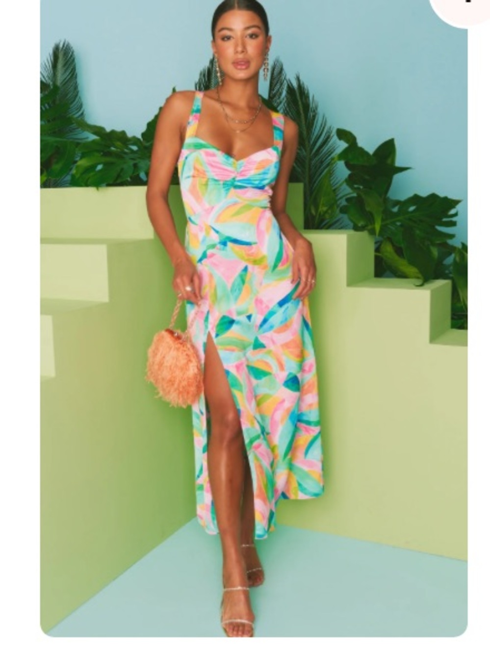 Show Me Your MuMu Pink Multicolor Leaf-Print Maxi Dress